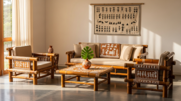 Handcrafted Bamboo and Warli Art Furniture